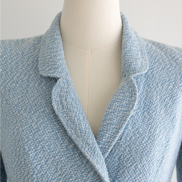 Chanel Vintage Spring/Summer 1996 Light Blue CC Tweed 96P Coat Mini Dress - Picture 6 of 16